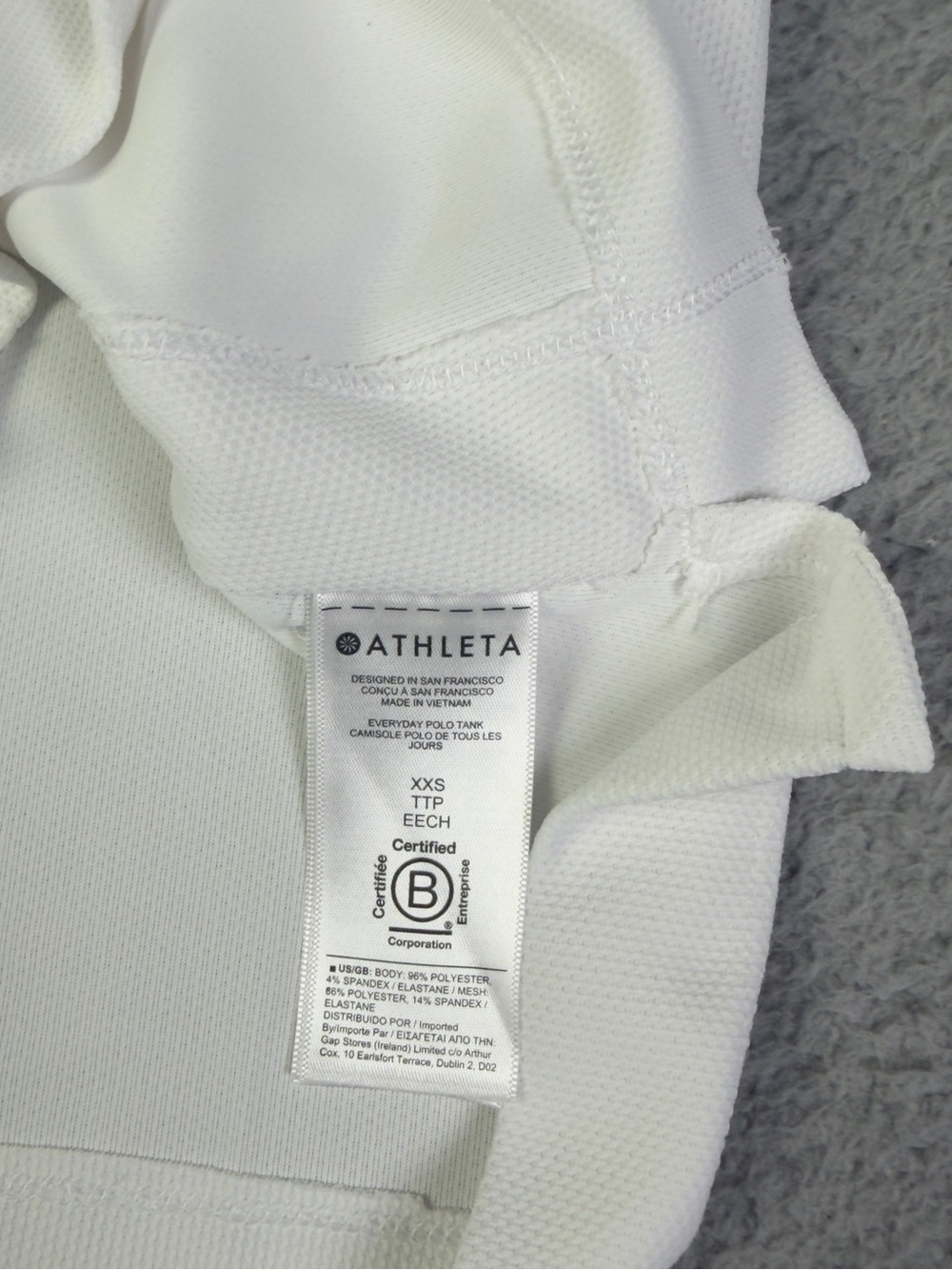 Athleta Everyday Polo Tank Top Womens XXS White Sleeveless Athletic Golf Tennis - Picture 8 of 8